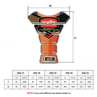 Aprilia Tank Pad Protector Orange Nuances Design Racing Logo Style 