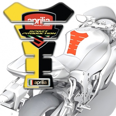 Aprilia Tank Pad Motorbike Yellow Black halves Style 