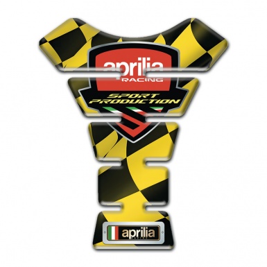 Aprilia Tank Fuse Black Yellow Squares base Racing Logo 
