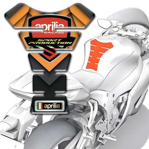 Aprilia Tank Guard Pads Orange Motive Racing Logo 