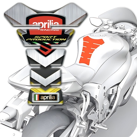 Aprilia Tank Fuse Silver Yellow Decoration Racing Logo Style 