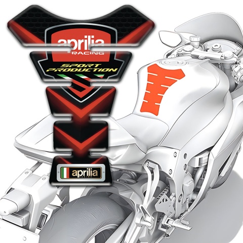 Aprilia Tank Pad Motorbike Black with Red Decoration Type 