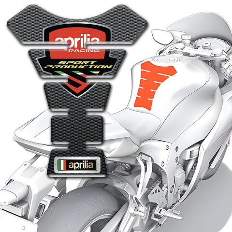 Aprilia Tank Pad Motorbike Sport Production Logo Design and Gray Black Base 