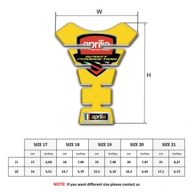 Aprilia Tank Pad Motorbike Yellow Print 