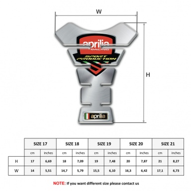 Aprilia Tank Pad Motorbike Silver Base Sport production Logo 