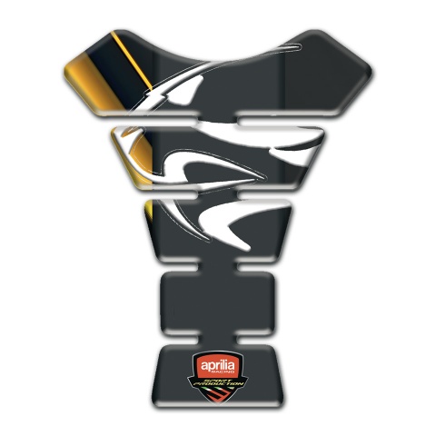 Aprilia Tank Pad Motorbike Black with Yellow print Base Tiger Head Logo