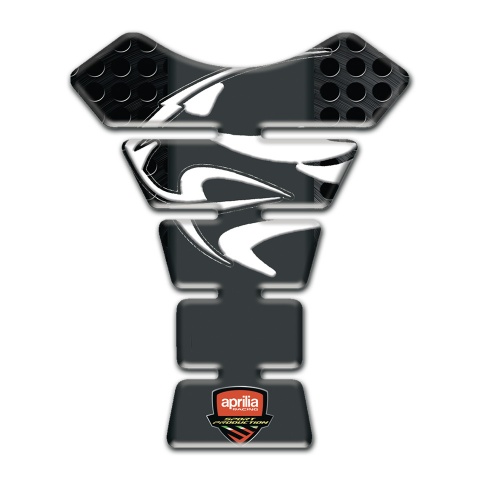 Aprilia Tank Guard Pads Black Perforated Base and Tiger Head Logo 