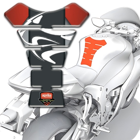 Aprilia Tank Fuse Gray Red Background Graphite Logo Panel 