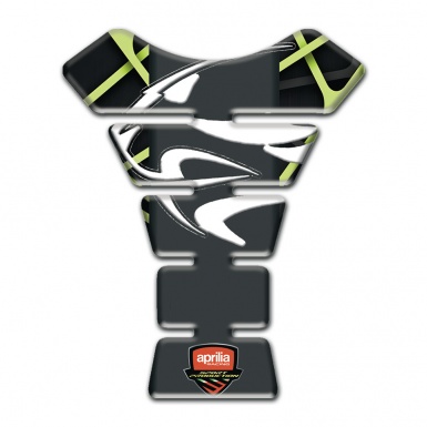 Aprilia Tank Protector Black with Green Lines base White Logo Style 