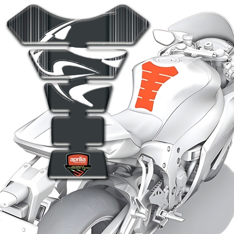 Aprilia Tank Pad Protector White Stripes Base Tiger Head logo