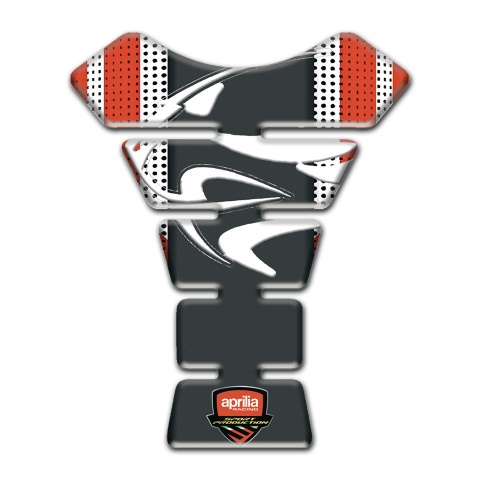 Aprilia Tank Guard Pads Silver Red Background and Tiger Head Logo