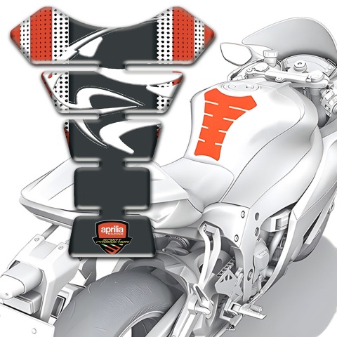 Aprilia Tank Guard Pads Silver Red Background and Tiger Head Logo