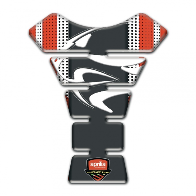 Aprilia Tank Guard Pads Silver Red Background and Tiger Head Logo