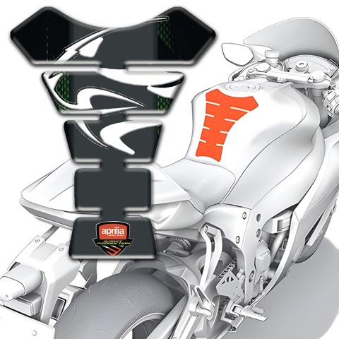 Aprilia  Tank Pad Protector Black Base and Tiger Head White Logo 