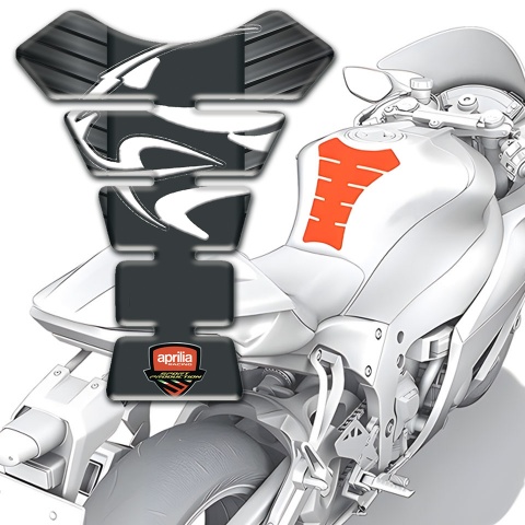 Aprilia Tank Pad Motorbike Rubber Effect Background White Logo