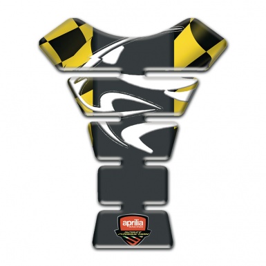 Aprilia Tank Guard Pads Black Yellow Squares background 
