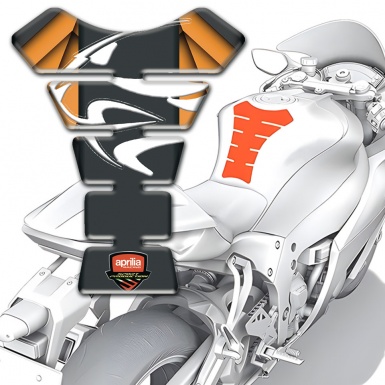 Aprilia Tank Pad Protector Orange Motive Graphit Panel with White Logo 