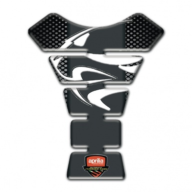 Aprilia Tank Pad Motorbike Black Silver Background White Logo 