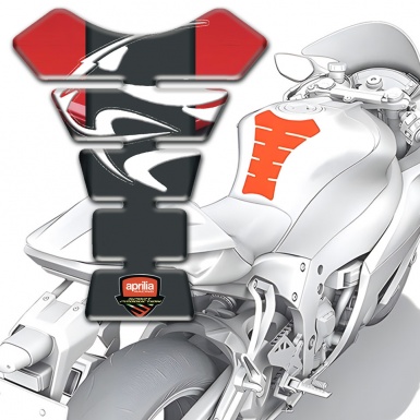 Aprilia Tank Pad Protector Red Base Graphite Logo panel 