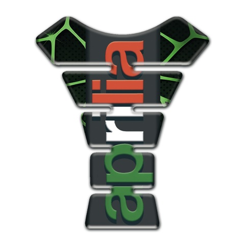 Aprilia Tank Guard Pads Black with Green Patterns Base Colorful Logo 