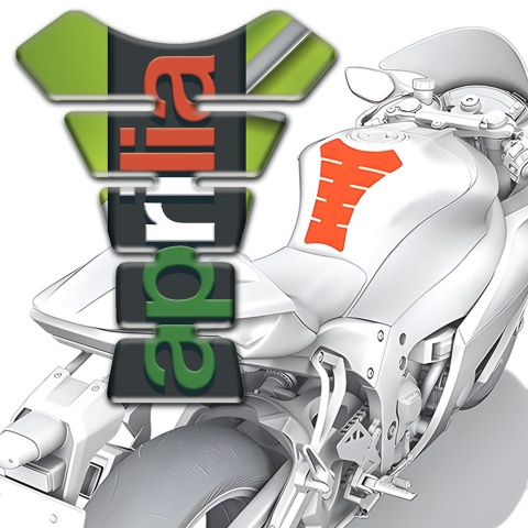 Aprilia Tank Pad Motorbike Green Background Colorful Vertical logo 