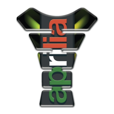 Aprilia Tank Guard Pads Black with Green Lights Base Colorful Logo 