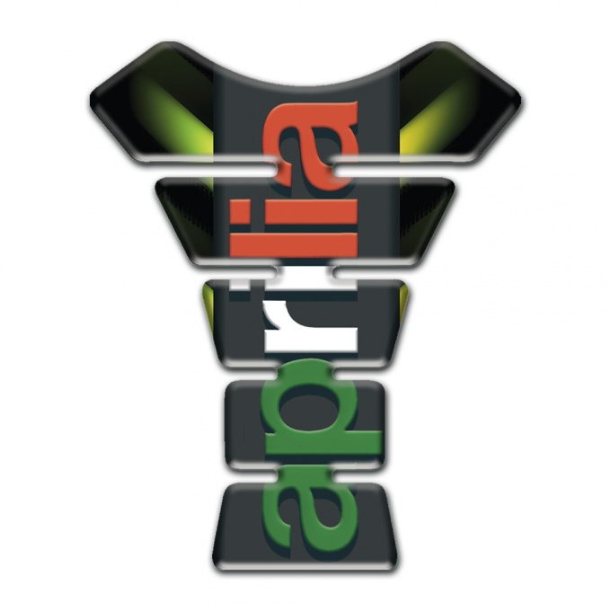 Aprilia Tank Guard Pads Black with Green Lights Base Colorful Logo 