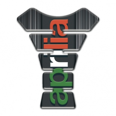Aprilia Tank Pad Motorbike Gray with White Stripes Base Colorful Logo 