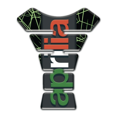 Aprilia Tank Guard Pads Green Spider Web Base Colorful logo 