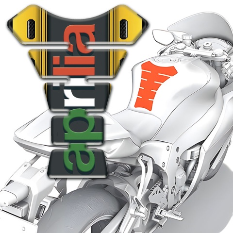 Aprilia Tank Pad Motorbike Yellow Print Base Colorful Logo 
