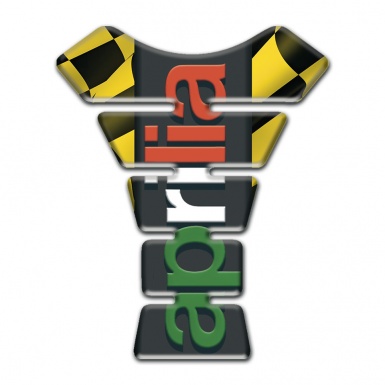 Aprilia Tank Pad Motorbike Yellow Black Flag Effect with Colorful Logo 