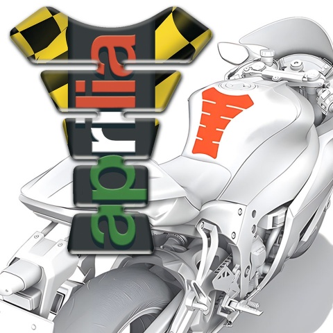 Aprilia Tank Pad Motorbike Yellow Black Flag Effect with Colorful Logo 