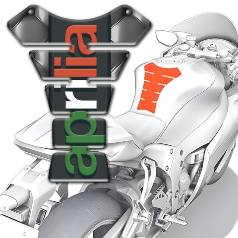 Aprilia Tank Guard Pads Gray Leather Base Colorful Logo 