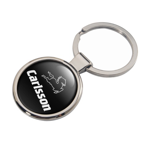 Mercedes Carlsson Metal Key Ring  Black White Logo Design