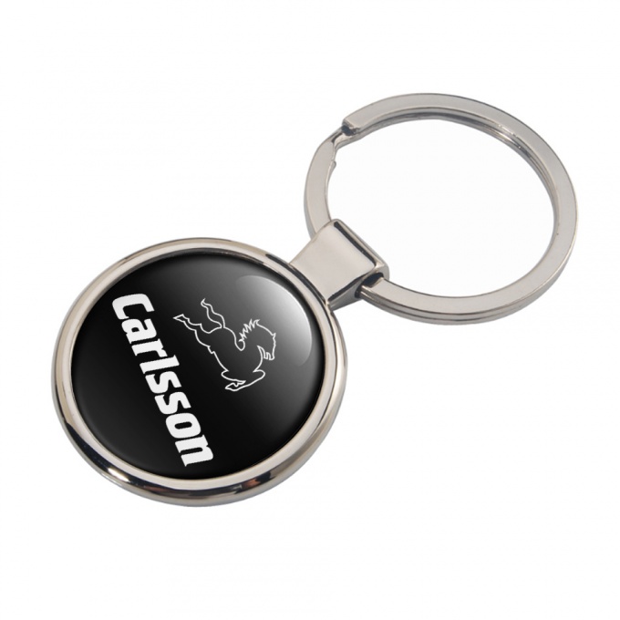 Mercedes Carlsson Metal Key Ring  Black White Logo Design