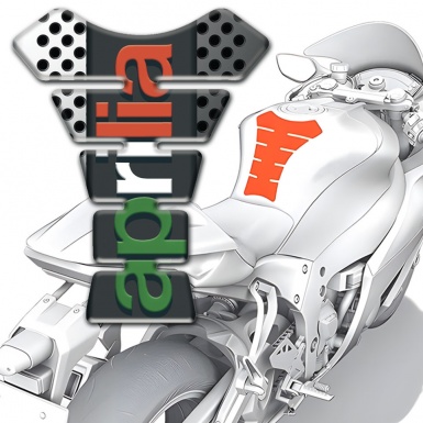 Aprilia Tank Protector Perforated White Gray Base Colorful Logo 
