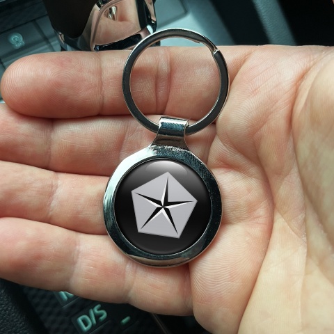Chrysler Key Holder Metal Black Light Grey Penta Big Logo