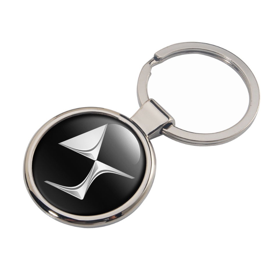Citroen DS Metal Key Ring Black Chrome Logo Edition Keychains Accessories X Sticker