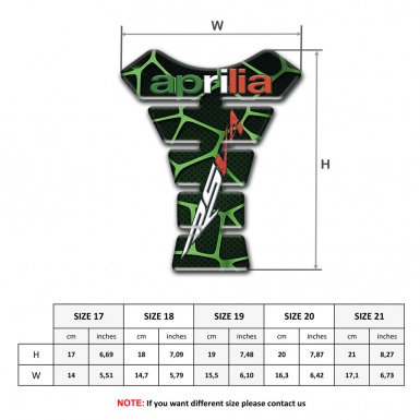 Aprilia Tank Guard Pads Black with Green Patterns and RSV4 Logo 