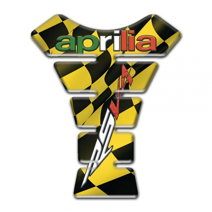 Aprilia Tank Pad Motorbike Yellow Black Flag Design RSV4 logo 