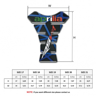Aprilia Tank Protector Black with Blue Patterns Design RSV4 logo 