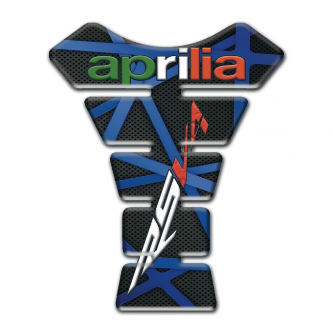 Aprilia Tank Protector Black with Blue Patterns Design RSV4 logo 