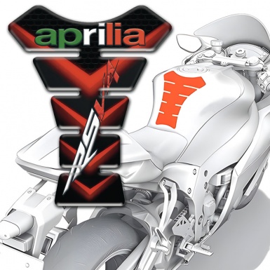 Aprilia Tank Pad Motorbike Black with V Shape Red Decoration RSV4 Model 