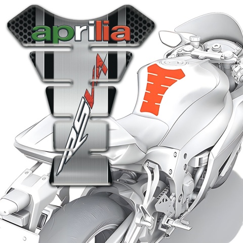Aprilia Tank Pad Motorbike Metal Panel Effect with RSV 4 Logo 
