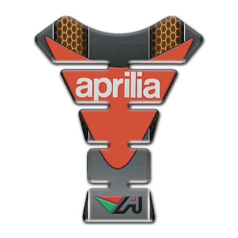 Aprilia Tank Guard Pads Gray with Copper Motive Base Orange Loog Print 