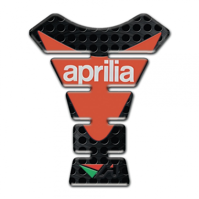 Aprilia Tank Protector Perforated Black Base Orange print Logo 