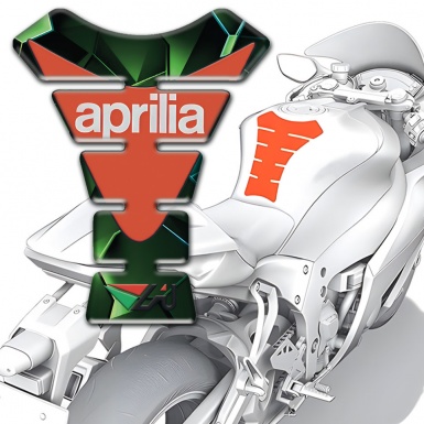 Aprilia Tank Pad Protector Green Diamond Base Orange Logo 