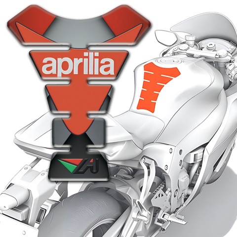 Aprilia Tank Pad Protector Gray Red Base Orange Logo Print 