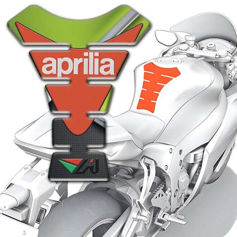 Aprilia Tank Fuse Green Black Base Orange Logo 