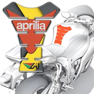 Aprilia Tank Pad Protector Yellow Gray Base Orange Logo Print 